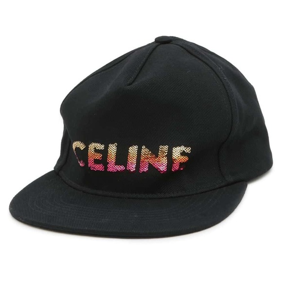 Celine Sequin Logo Cotton Cap Black - Picture 1 of 13
